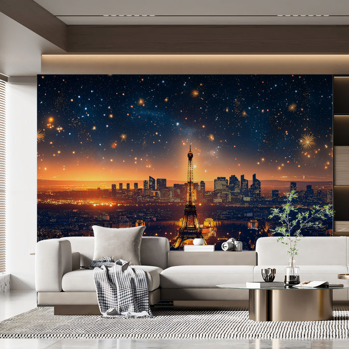 Fond d'écran mural Paris Cité des Lumières | Orange, Bleu et Or
