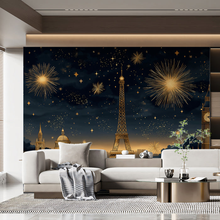 A Tale of Two Cities Mural Wallpaper | Gold and Black
