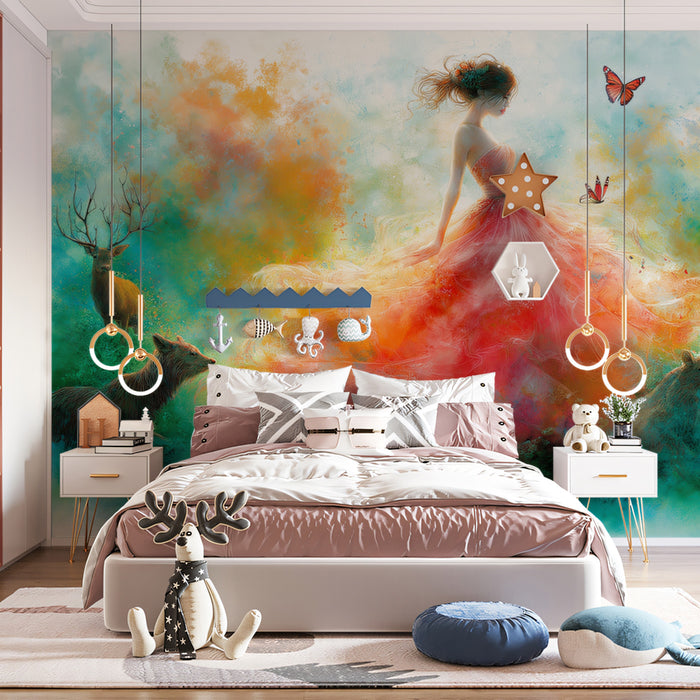 Creation of Color Mural Wallpaper | Red, Orange, and Teal