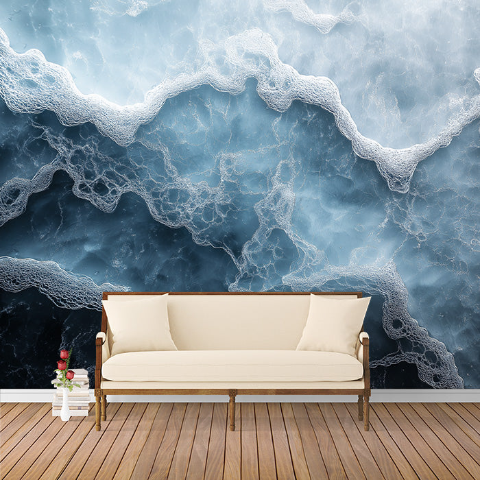 Carta da parati murale onda oceanica | Blu e bianco