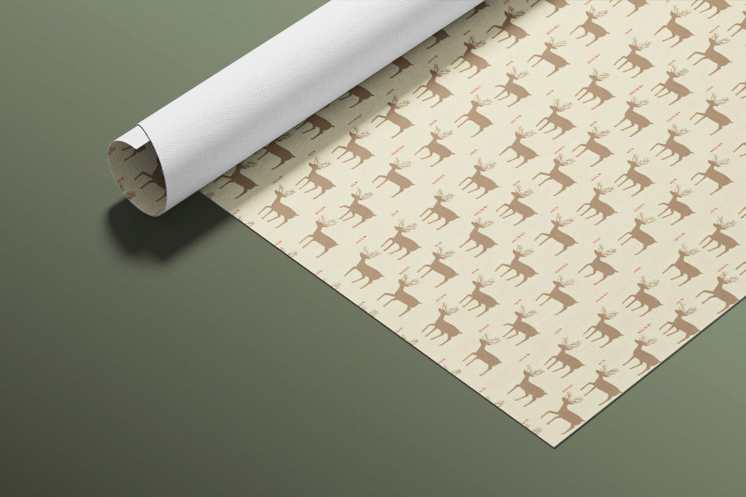 Ultra-Fine Reindeer Pattern Wallpaper | High Density, Minimalist Motif, Soft Cream Background