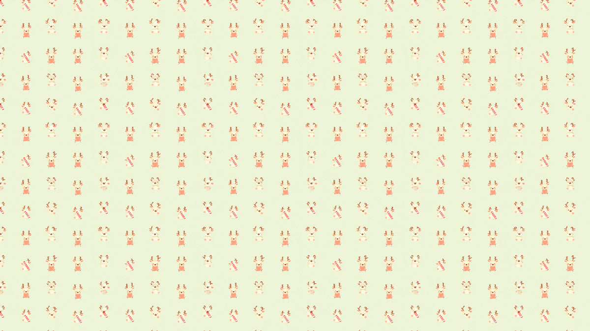 Micro Reindeer and Candy Cane Pattern Wallpaper | Ultra-Fine Repeat, Pastel Green Background, Subtle