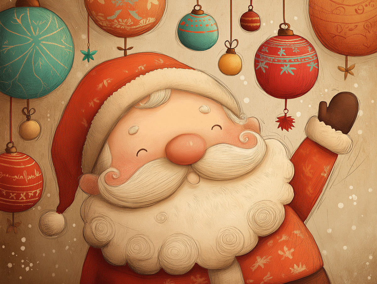 Vintage Santa Portrait Mural Wallpaper | Sepia Tones, Aged Texture, Nostalgic Charm