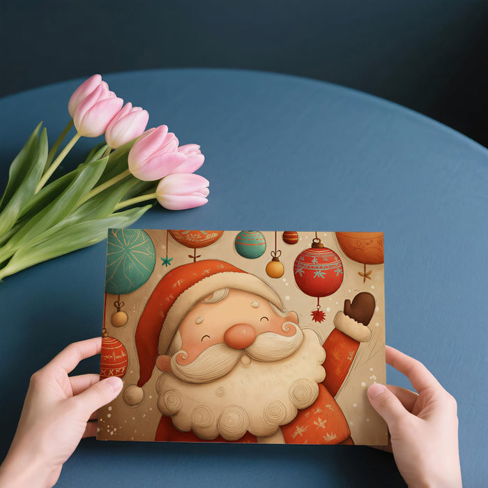 Vintage Santa Portrait Mural Wallpaper | Sepia Tones, Aged Texture, Nostalgic Charm