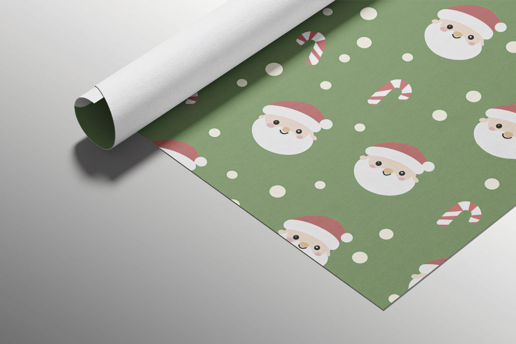 Cute Mini Santa and Candy Cane Scatter Wallpaper | Green Background, Playful, Simple Motif