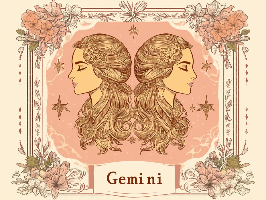 Gemini - Twin - Inspired Mural Wallpaper | Soft Pastels, Floral Accents