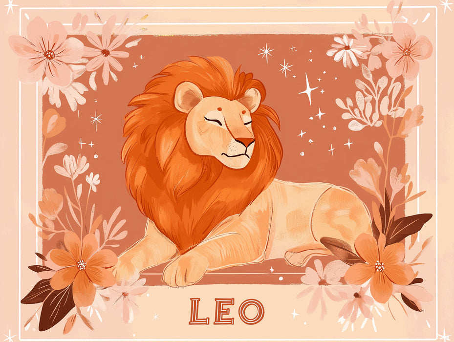 Leo - Celestial Lion Mural Wallpaper | Golden, Cosmic Hues