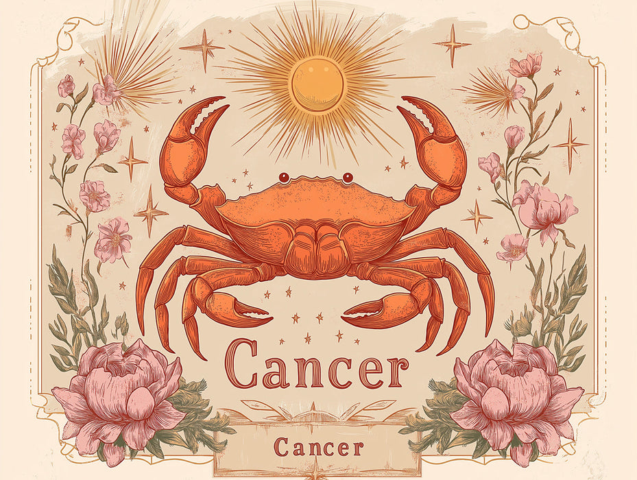 Cancer - Sunlit Crab Mural Wallpaper | Warm Browns, Celestial Motifs
