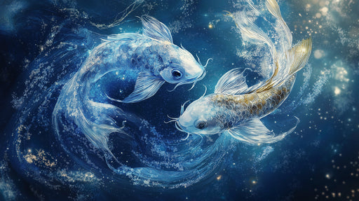 Pisces - Mystical Fish Mural Wallpaper | Deep Blues, Celestial Sparkles