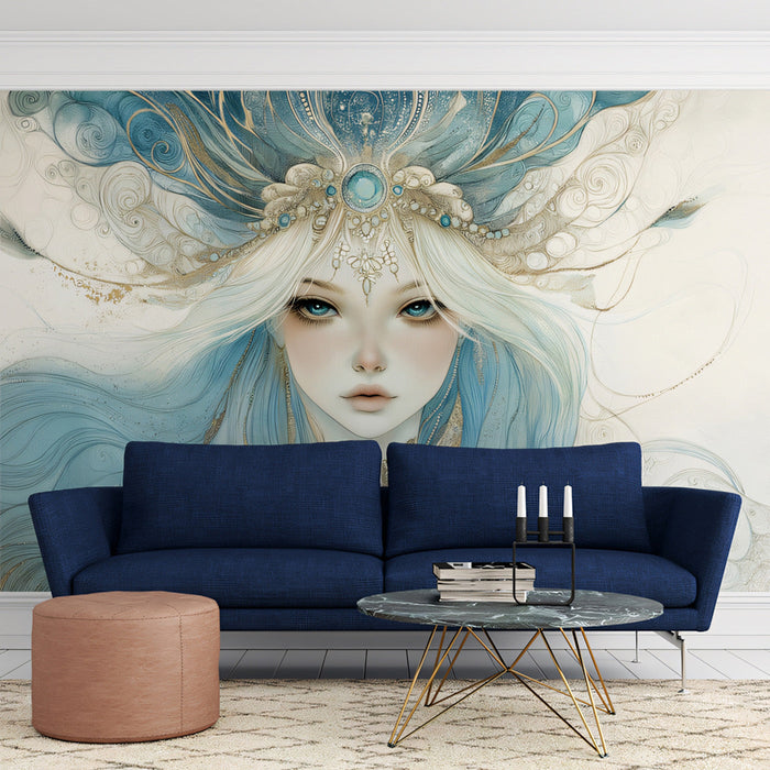Feminine Zodiac - Inspired Mural Wallpaper | Soft Tones, Ornate Details