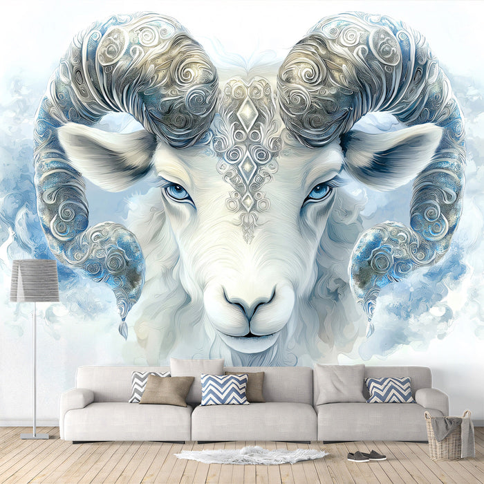 Aries - Ornate Ram Mural Wallpaper