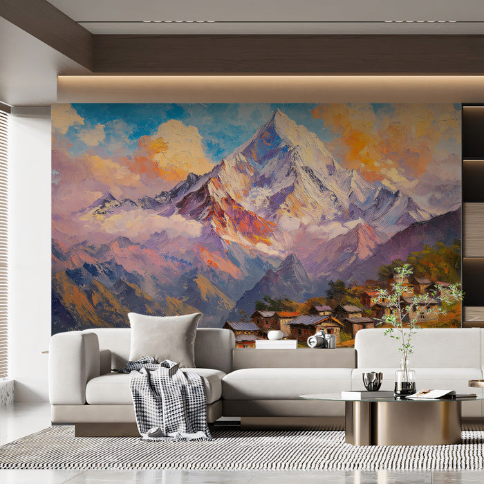 Alpine Village Impression Mural Wallpaper