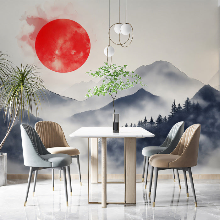 Crimson - Sun Mountain Reverie Mural Wallpaper
