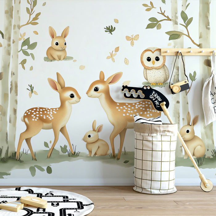Peaceful Forest Pals Mural Wallpaper