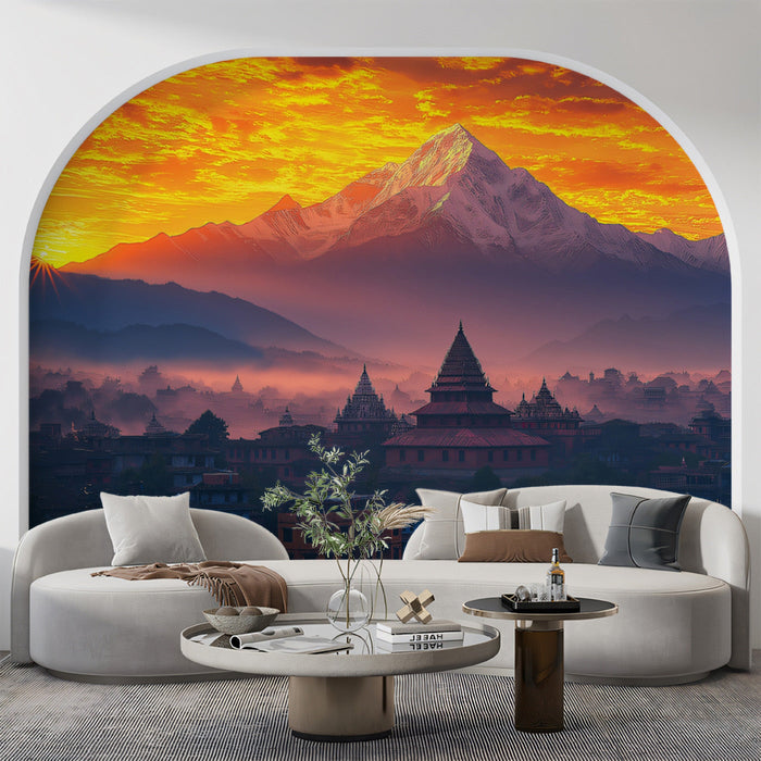 Mystical Mountain Hamlet Mural Wallpaper
