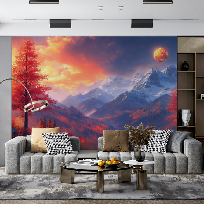 Cosmic Mountain Vista Mural Wallpaper