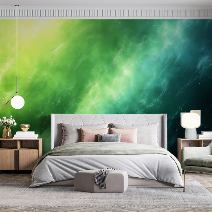 Aurora BorealisMural WallPaper | Green and White