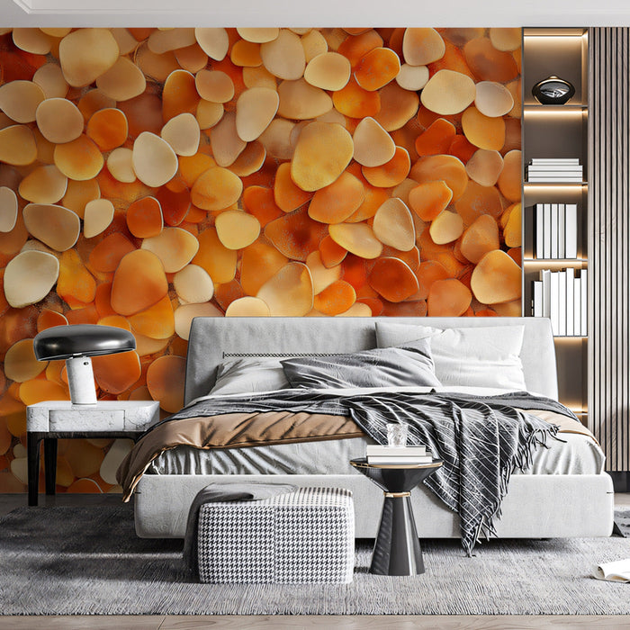 Rustic Stone Mural Wallpaper | Earthy Tones in Bedroom
