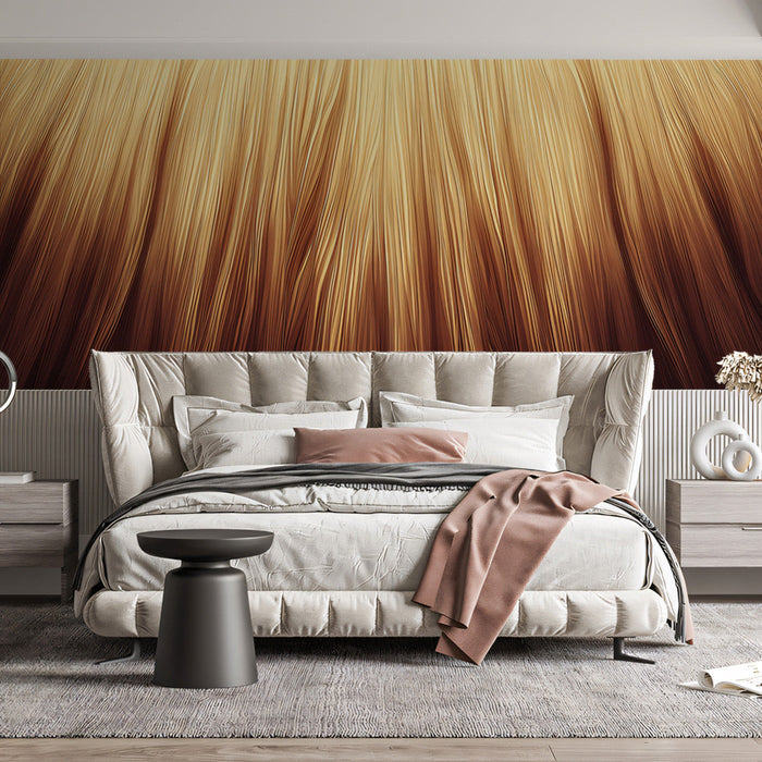 Golden Wheat Mural Wallpaper | Earthy Golden Tones in Bedroom
