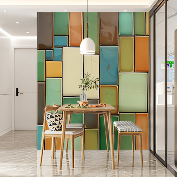 Golden Rock Mural Wallpaper | Warm Orange - Gold Tones in Bedroom