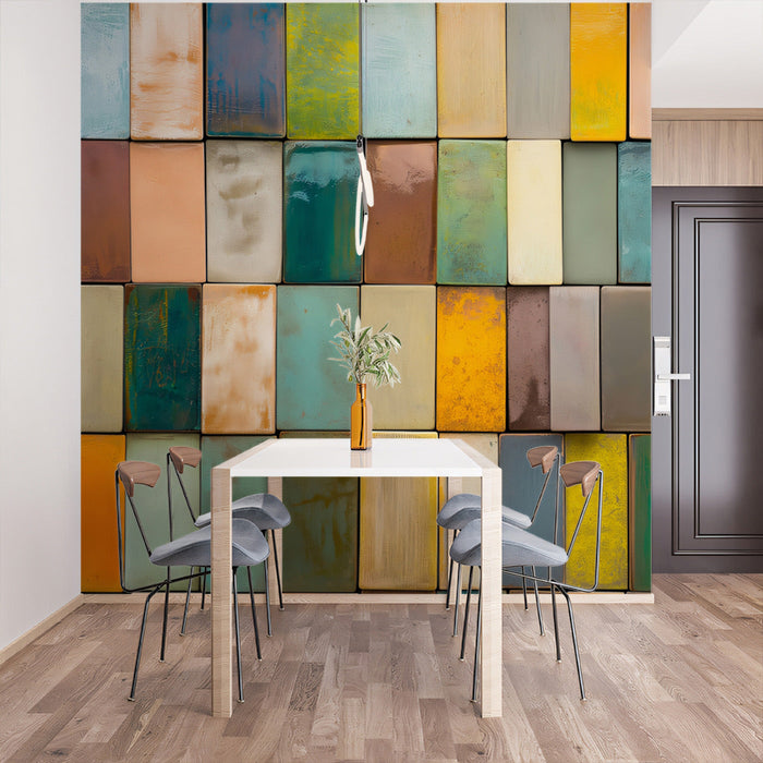 Golden Rock Mural Wallpaper | Warm Orange - Gold Tones in Bedroom