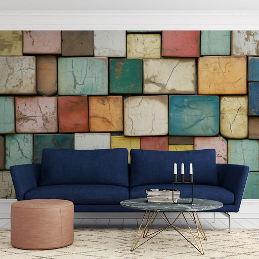 Sunset Glow Wood Mural Wallpaper | Gradient Warm Tones in Bedroom