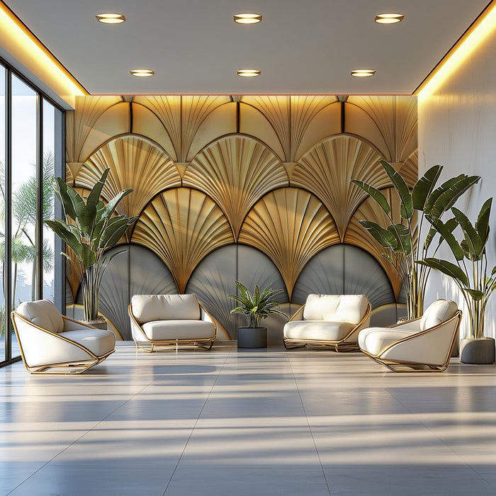 Art Deco Fan Mural Wallpaper | Modern design in Lounge Area