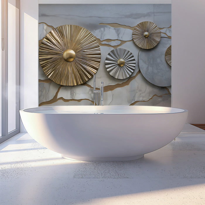 Fan - shaped Mural Wallpaper | Modern and rustic design in Bathroom