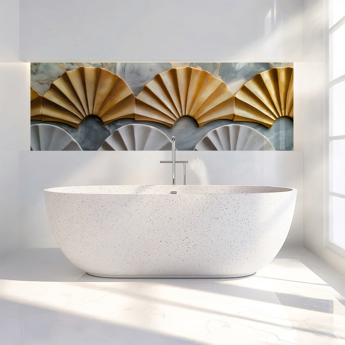 Fan Pattern Mural Wallpaper | Modern and luxury design in Bathroom