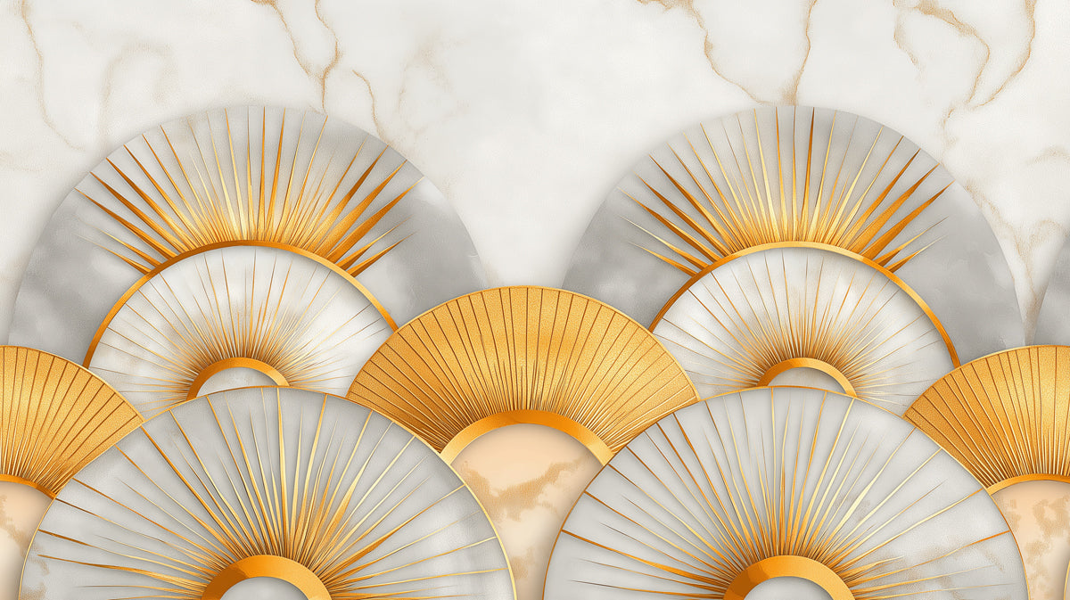 Fan Pattern Mural Wallpaper | Modern and luxury design in Bathroom