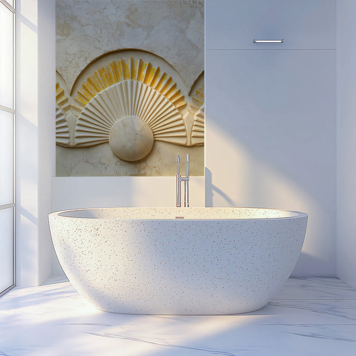 Beige Fan - shaped Mural Wallpaper in Bathroom |
Modern and minimalist design