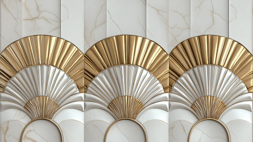 Dual Gold Fan Mural Wallpaper in Bathroom |
Modern and minimalist design
