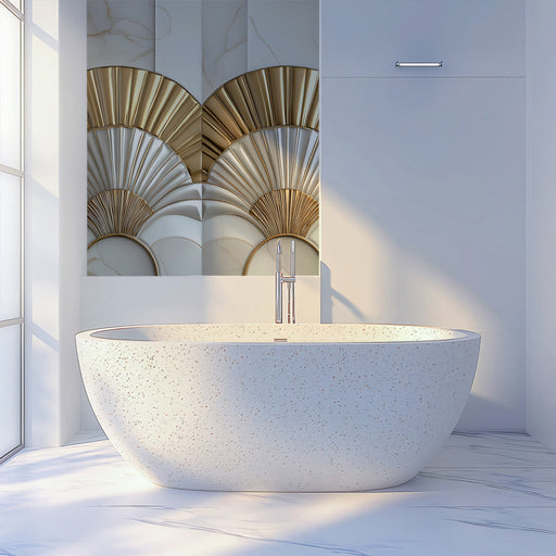 Dual Gold Fan Mural Wallpaper in Bathroom |
Modern and minimalist design
