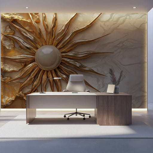Large Sunburst Mural Wallpaper in Office | Modern and elegant design