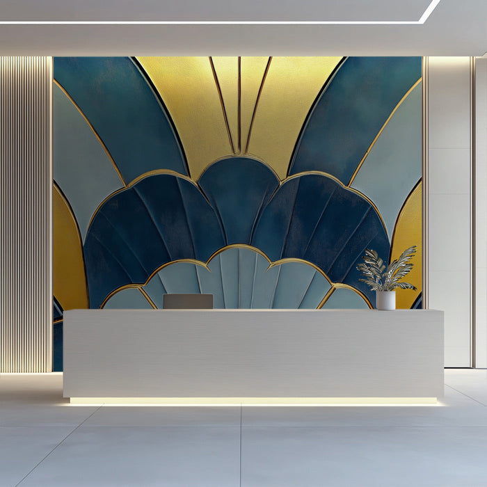 Art Deco Fan Mural Wallpaper in Reception | Modern and elegant design