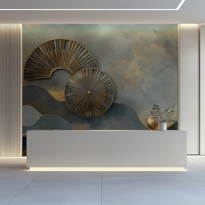 Geometric Fan Mural Wallpaper in Reception | modern and minimalist with an artistic touch