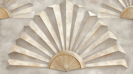 Geometric and Fan Mural Wallpaper in Caf¨¦ | Modern and rustic design