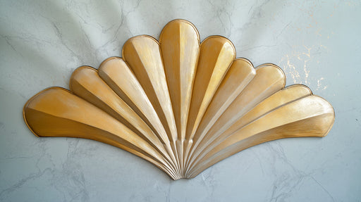 Golden Shell - inspired Mural in Bathroom | Luxury and nature design