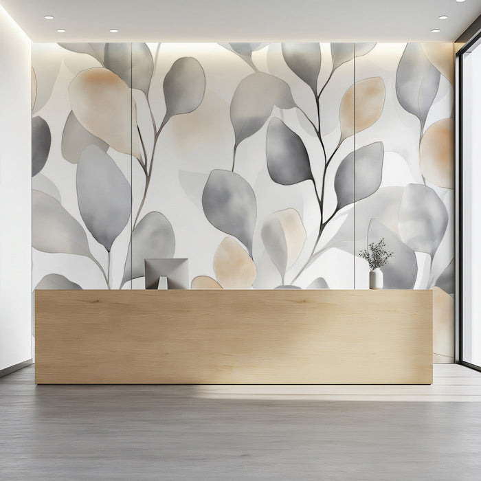 Large Leaf Mural in Lounge Area | Modern and rustic design