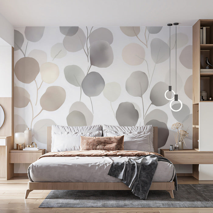 Eucalyptus Leaf Mural in Bedroom | Modern and elegant design for a bedroom