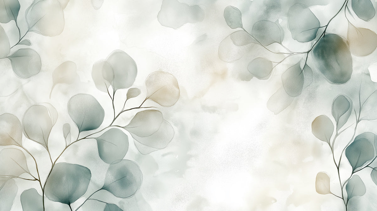 Watercolor - inspired Leaf Mural in Living Area | Modern and artistic design