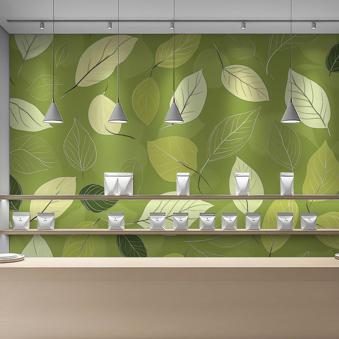 Lush Green Leaf Mural in Retail Space | Modern and rustic design