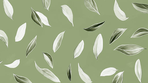 White and Green Leaf Mural in Living Room | Modern and minimalist decor