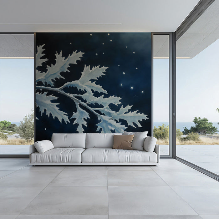 Leaf Motif Mural Wallpaper | Modern Deco