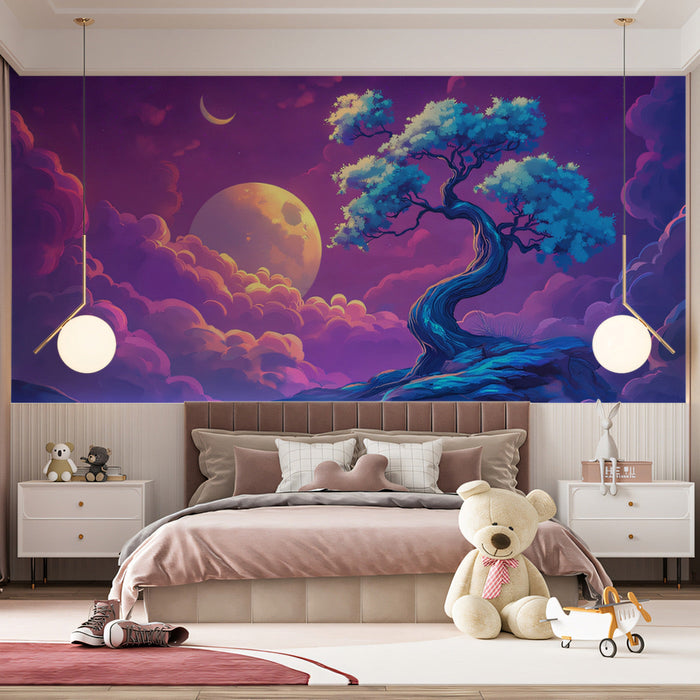 fantasy Tree And Celestial Mural Wallpaper | Whimsical