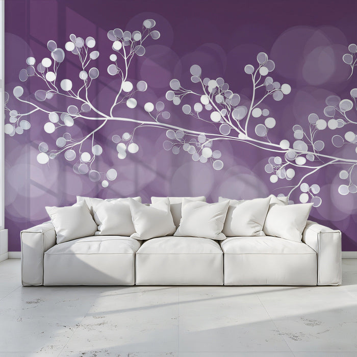 White Branch Pattern Mural Wallpaper | Minimalist Modern Decoration
