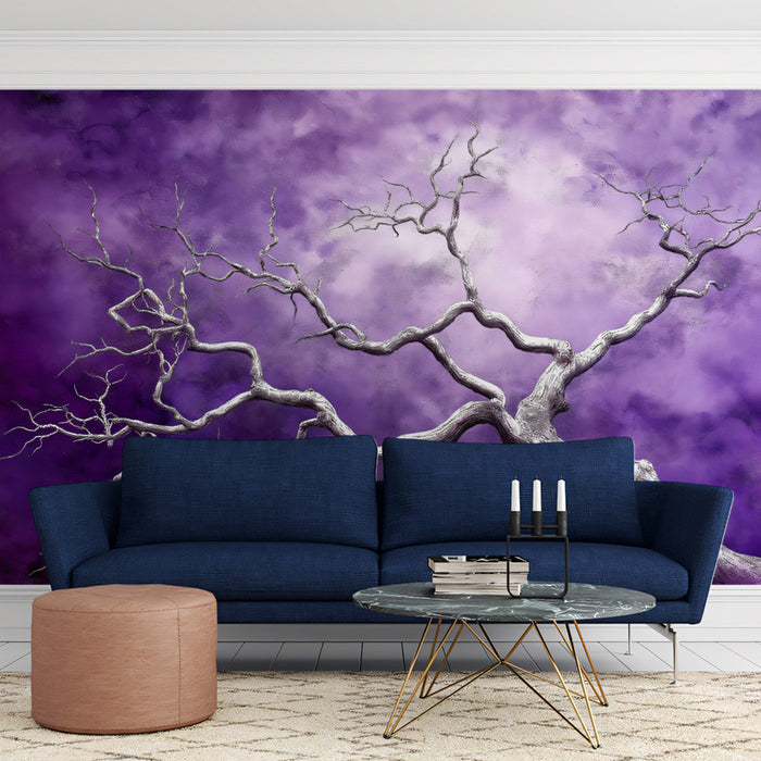 Artistic Bare Tree Mural Wallpaper | Modern Dramatic Decoration