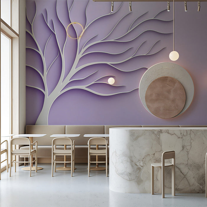 Purple Tree Silhouette Mural Wallpaper | Modern Whimsical Decoration