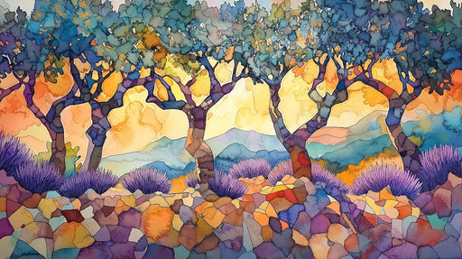 Colorful Abstract Tree Mural Wallpaper | Artistic Modern Decoration