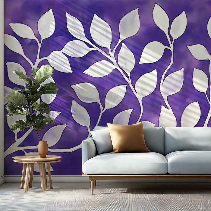 Purple Leaf Pattern Mural Wallpaper | Modern Minimalist Decoration